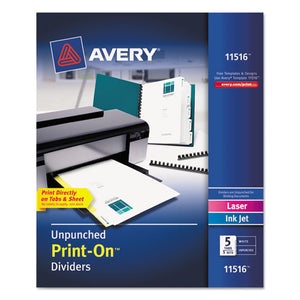 ESAVE11516 - Customizable Print-On Dividers, 5-Tab, Letter, 5 Sets
