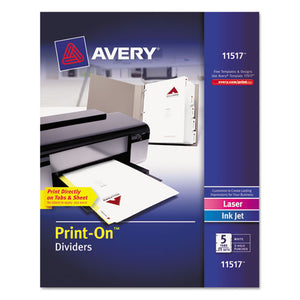 ESAVE11517 - Customizable Print-On Dividers, Letter, 5-Tabs-set, 25 Sets-pack