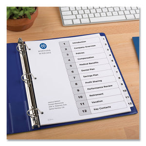 Customizable Table Of Contents Ready Index Black And White Dividers, 12-tab, 1 To 12, 11 X 8.5, 6 Sets