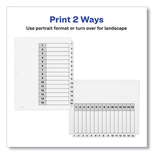Customizable Table Of Contents Ready Index Black And White Dividers, 15-tab, 1 To 15, 11 X 8.5, 6 Sets