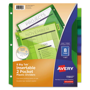 ESAVE11907 - Insertable Big Tab Plastic Dividers W-double Pockets, 8-Tab, 11 X 9