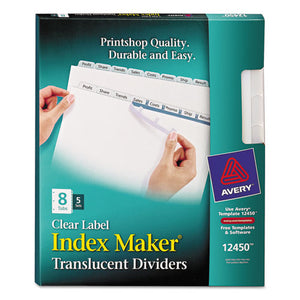 ESAVE12450 - PRINT AND APPLY INDEX MAKER CLEAR LABEL PLASTIC DIVIDERS, 8-TAB, LETTER, 5 SETS