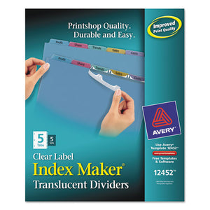 ESAVE12452 - PRINT AND APPLY INDEX MAKER CLEAR LABEL PLASTIC DIVIDERS, 5-TAB, LETTER, 5 SETS