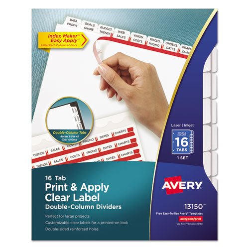 ESAVE13150 - Index Maker Print & Apply Clear Label Double Column Dividers, 16-Tab, Letter