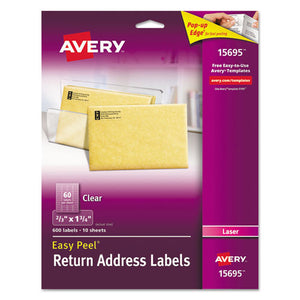 ESAVE15695 - Matte Clear Easy Peel Return Address Labels, Laser, 2-3 X 1 3-4, 600-pack