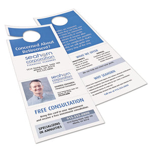 ESAVE16150 - Door Hanger W-tear-Away Cards, 4 1-4 X 11, Matte White, 10-sheet, 40 Sheets-pack