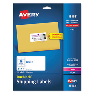 ESAVE18163 - Shipping Labels With Trueblock Technology, Inkjet, 2 X 4, White, 100-pack