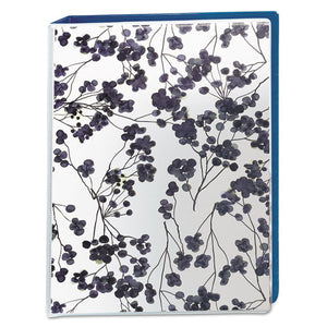 Durable Mini Size Non-view Fashion Binder With Round Rings, 3 Rings, 1" Capacity, 8.5 X 5.5, Floral-navy