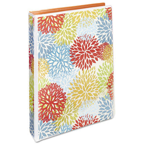 Durable Mini Size Non-view Fashion Binder With Round Rings, 3 Rings, 1" Capacity, 8.5 X 5.5, Bright Floral-orange