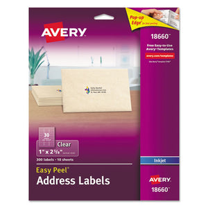 ESAVE18660 - Matte Clear Easy Peel Address Labels, Inkjet, 1 X 2 5-8, 300-pack