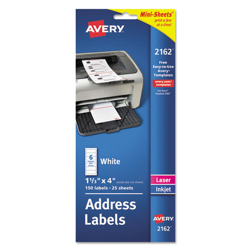 Mini-sheets Mailing Labels, Inkjet-laser Printers, 1 X 2.63, White, 8-sheet, 25 Sheets-pack