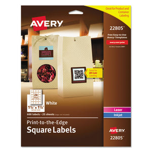 ESAVE22805 - Square Print-To-The-Edge Labels W-trueblock, 1 1-2 X 1 1-2, White, 600-pk