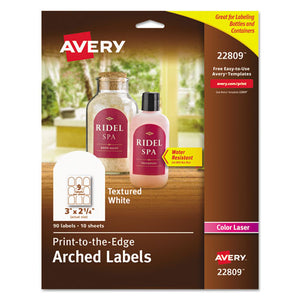 Textured Arched Print-to-the-edge Labels, Laser Printers, 3 X 2.25, White, 9-sheet, 10 Sheets-pack