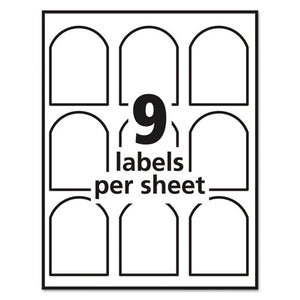 Textured Arched Print-to-the-edge Labels, Laser Printers, 3 X 2.25, White, 9-sheet, 10 Sheets-pack