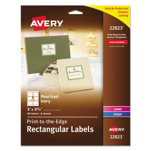 Rectangle Labels, Inkjet-laser Printers, 3 X 3.75, Pearl Ivory, 6-sheet, 8 Sheets-box