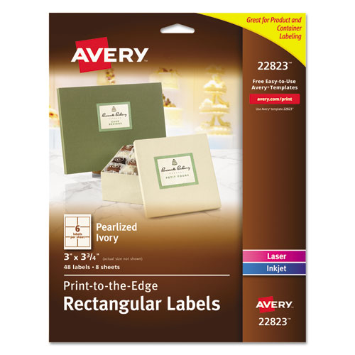 Rectangle Labels, Inkjet-laser Printers, 3 X 3.75, Pearl Ivory, 6-sheet, 8 Sheets-box