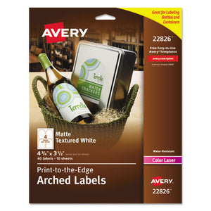 Textured Arched Print-to-the-edge Labels, Laser Printers, 4.75 X 3.5, White, 4-sheet, 10 Sheets-pack