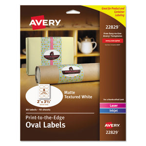 Oval Print-to-the-edge Labels, 2 X 3.33, White, 8-sheet, 10 Sheets-pack