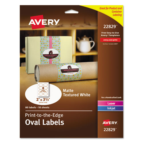 Oval Print-to-the-edge Labels, 2 X 3.33, White, 8-sheet, 10 Sheets-pack