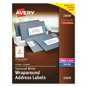 Rectangle Labels, Inkjet-laser Printers, 7.85 X 1.75, Textured White, 5-sheet, 10 Sheets-pack