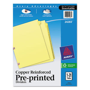 ESAVE24283 - Preprinted Laminated Tab Dividers W-copper Reinforced Holes, 31-Tab, Letter