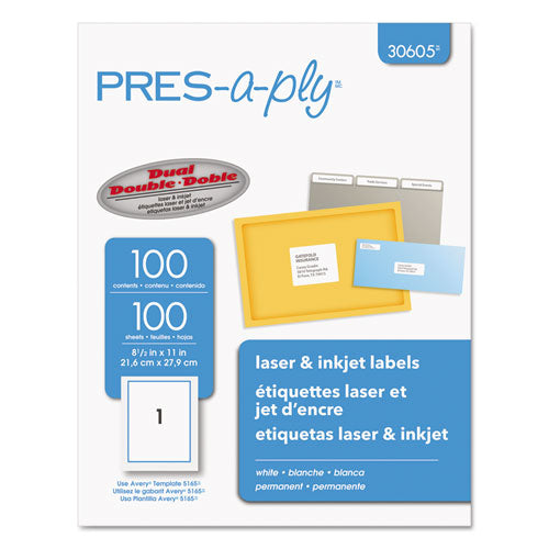 ESAVE30605 - Laser Full-Sheet Labels, 8 1-2 X 11, White, 100-box
