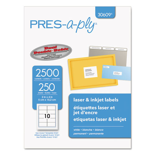 ESAVE30609 - Laser Shipping Labels, 2 X 4, White, 2500-box
