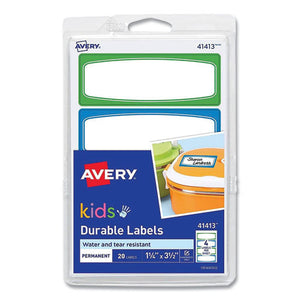 Avery Kids Handwritten Identification Labels, 3.5 X 1.25, Assorted Border Colors, 4 Labels-sheet, 5 Sheets-pack