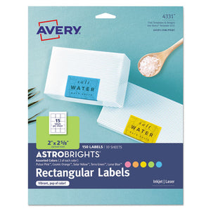 ESAVE4331 - COLOR EASY PEEL LABELS, 2 X 2 5-8, ASSORTED, 15-SHEET, 10 SHEETS-PK