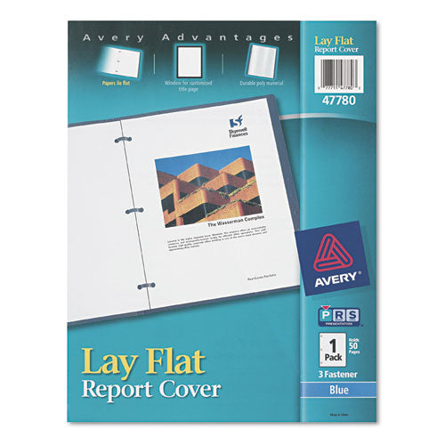 ESAVE47780 - Lay Flat View Report Cover W-flexible Fastener, Letter, 1-2" Cap, Clear-blue