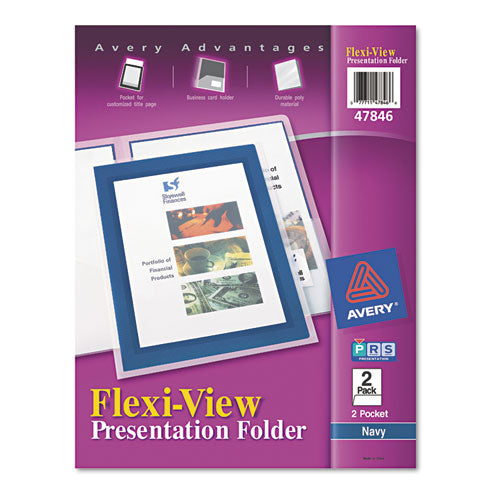 ESAVE47846 - Flexi-View Two-Pocket Polypropylene Folder, Translucent-navy, 2-pack