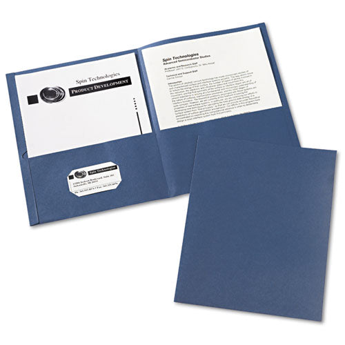 ESAVE47985 - Two-Pocket Folder, 40-Sheet Capacity, Dark Blue, 25-box