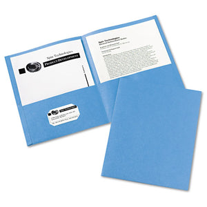 ESAVE47986 - Two-Pocket Folder, 40-Sheet Capacity, Light Blue, 25-box