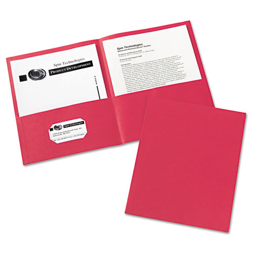 ESAVE47989 - Two-Pocket Folder, 40-Sheet Capacity, Red, 25-box