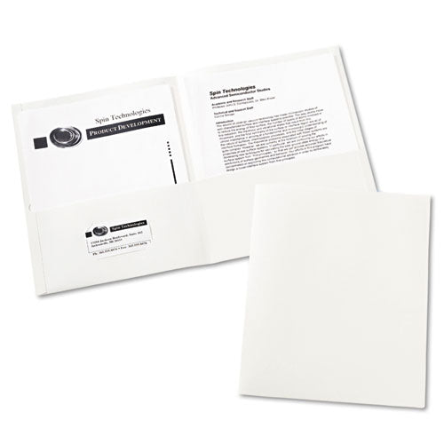 ESAVE47991 - Two-Pocket Folder, 40-Sheet Capacity, White, 25-box