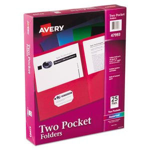 ESAVE47993 - Two-Pocket Folder, 40-Sheet Capacity, Assorted Colors, 25-box