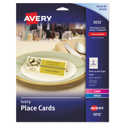 ESAVE5012 - Small Textured Tent Cards, Ivory, 1 7-16 X 3 3-4, 6 Cards-sheet, 150-box