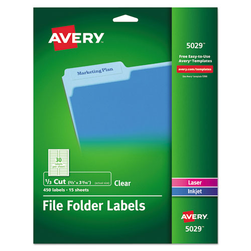 ESAVE5029 - Clear File Folder Labels, 1-3 Cut, 2-3 X 3 7-16, 450-pack