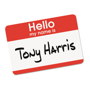 Printable Self-adhesive Name Badges, 2 1-3 X 3 3-8, Red "hello", 100-pack