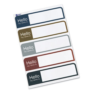 Flexible Self-adhesive Mini Name Badge Labels, 1 X 3.75, Hello, Assorted, 100-pack