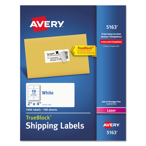 ESAVE5163 - Shipping Labels With Trueblock Technology, Laser, 2 X 4, White, 1000-box