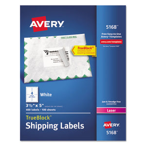 ESAVE5168 - Shipping Labels With Trueblock Technology, Laser, 3 1-2 X 5, White, 400-box