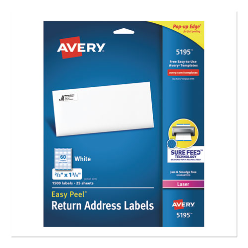 ESAVE5195 - Easy Peel Mailing Address Labels, Laser, 2-3 X 1 3-4, White, 1500-pack