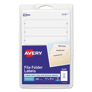 ESAVE5230 - Removable 1-3-Cut File Folder Labels, Inkjet-laser, .66 X 3.44, White, 252-pk