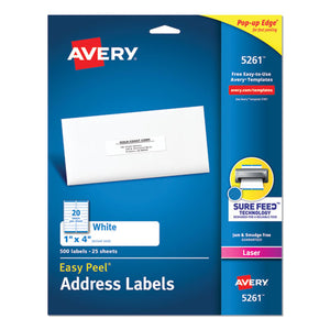 ESAVE5261 - Easy Peel Mailing Address Labels, Laser, 1 X 4, White, 500-pack