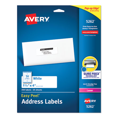 ESAVE5262 - Easy Peel Mailing Address Labels, Laser, 1 1-3 X 4, White, 350-pack