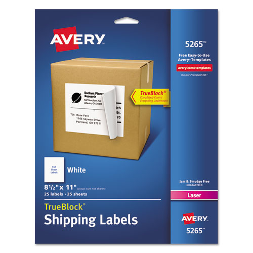 ESAVE5265 - Full-Sheet Labels With Trueblock Technology, Laser, 8 1-2 X 11, White, 25-pack