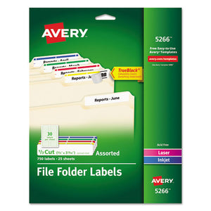 ESAVE5266 - Permanent File Folder Labels, Trueblock, Inkjet-laser, Assorted, 750-pack