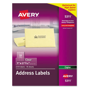 ESAVE5311 - COPIER ADDRESS LABELS, MATTE CLEAR, 1 X 2 13-16, 2310-PACK