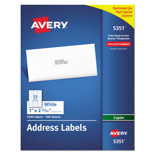 ESAVE5351 - Copier Address Labels, 1 X 2 13-16, White, 3300-box